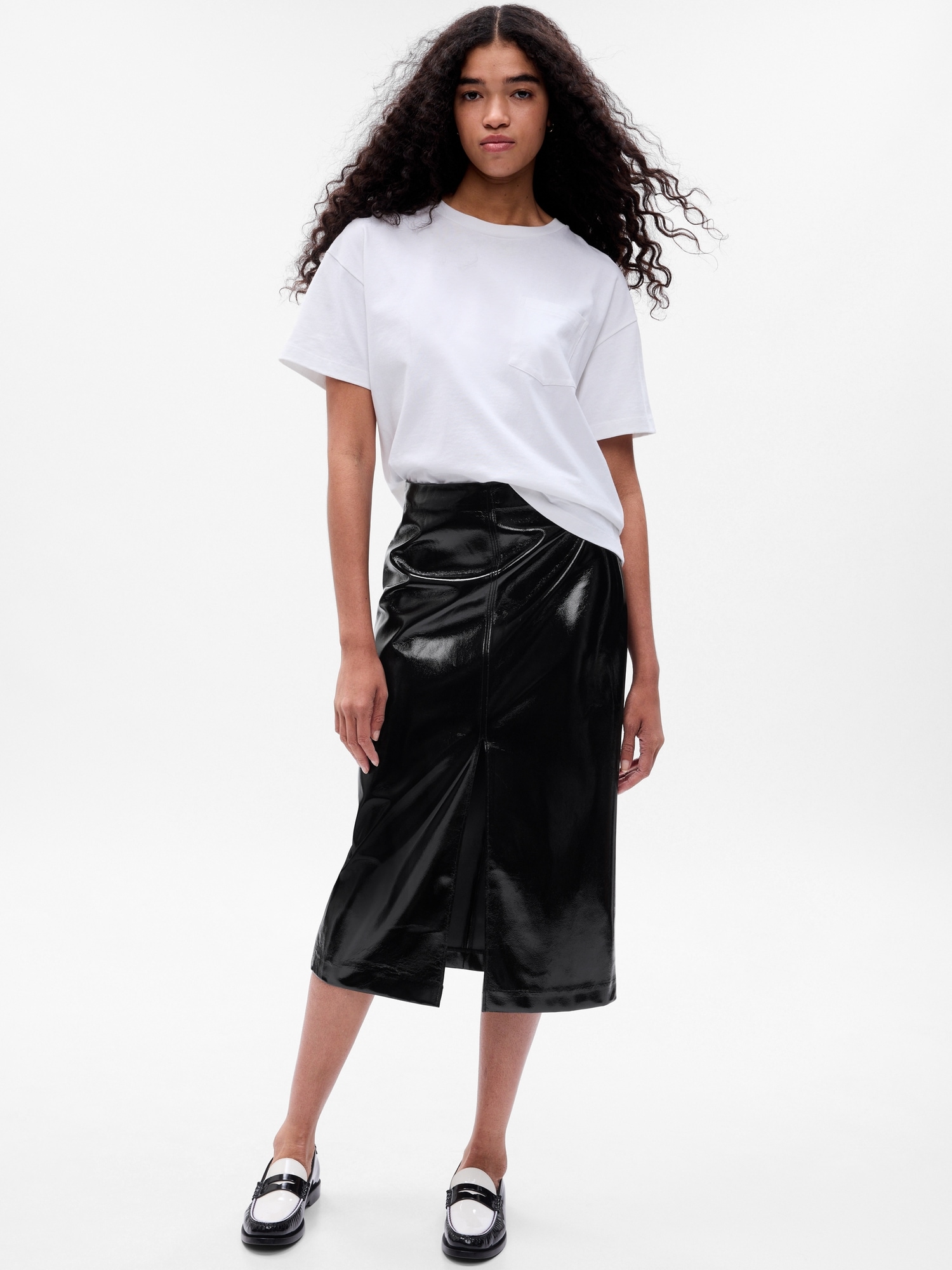 Vegan Leather Midi Skirt | Gap