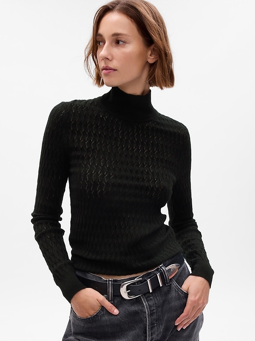 Pointelle Turtleneck Sweater