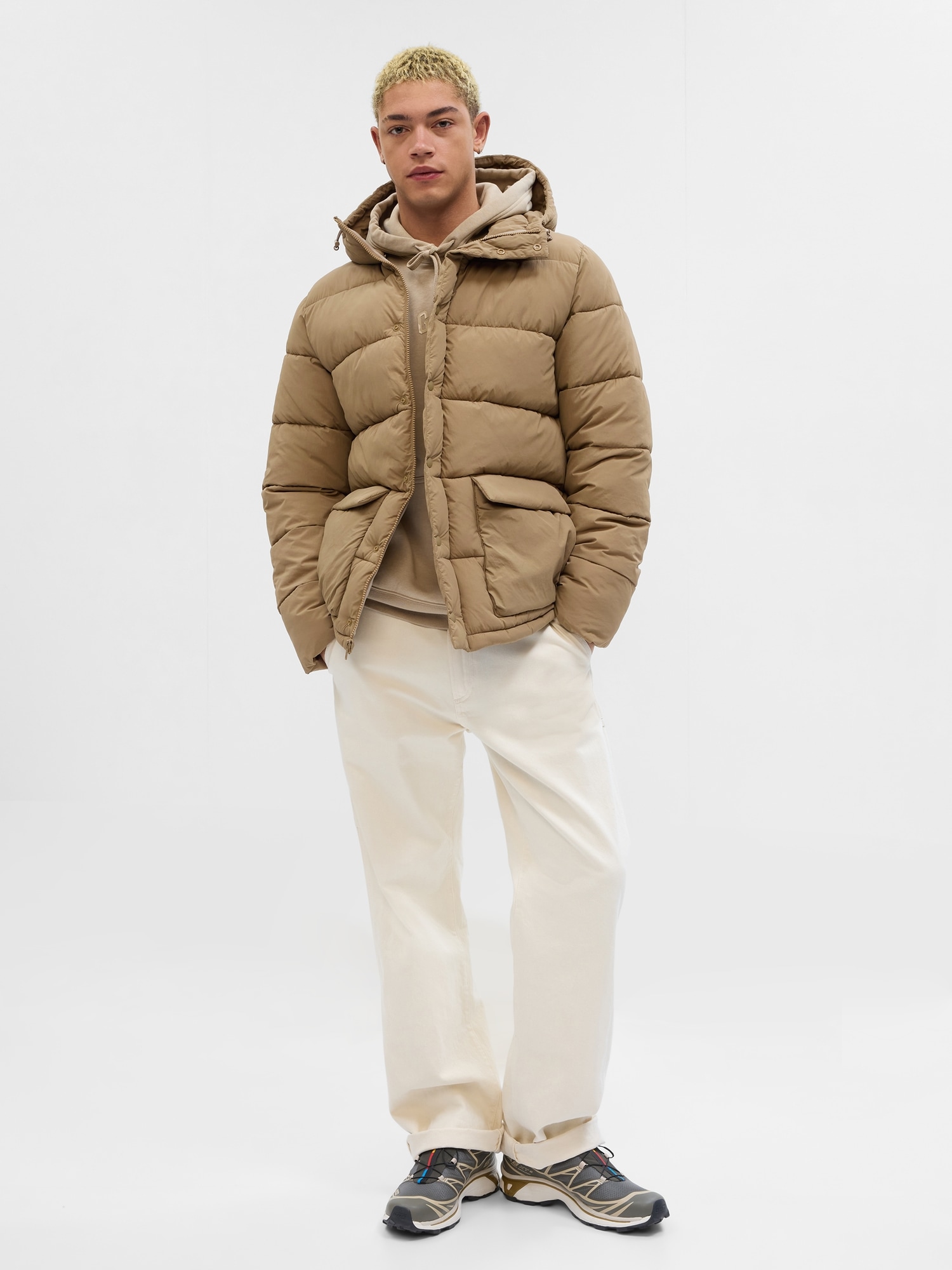 Recycled Big Puffer Jacket - Beige