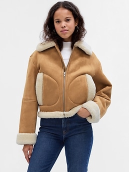 Gap shearling store suede coat