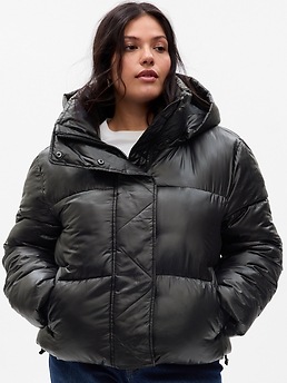 Womens Puffer Jacket Shine Bubble Cropped Coat Size 12 8 10 14 16