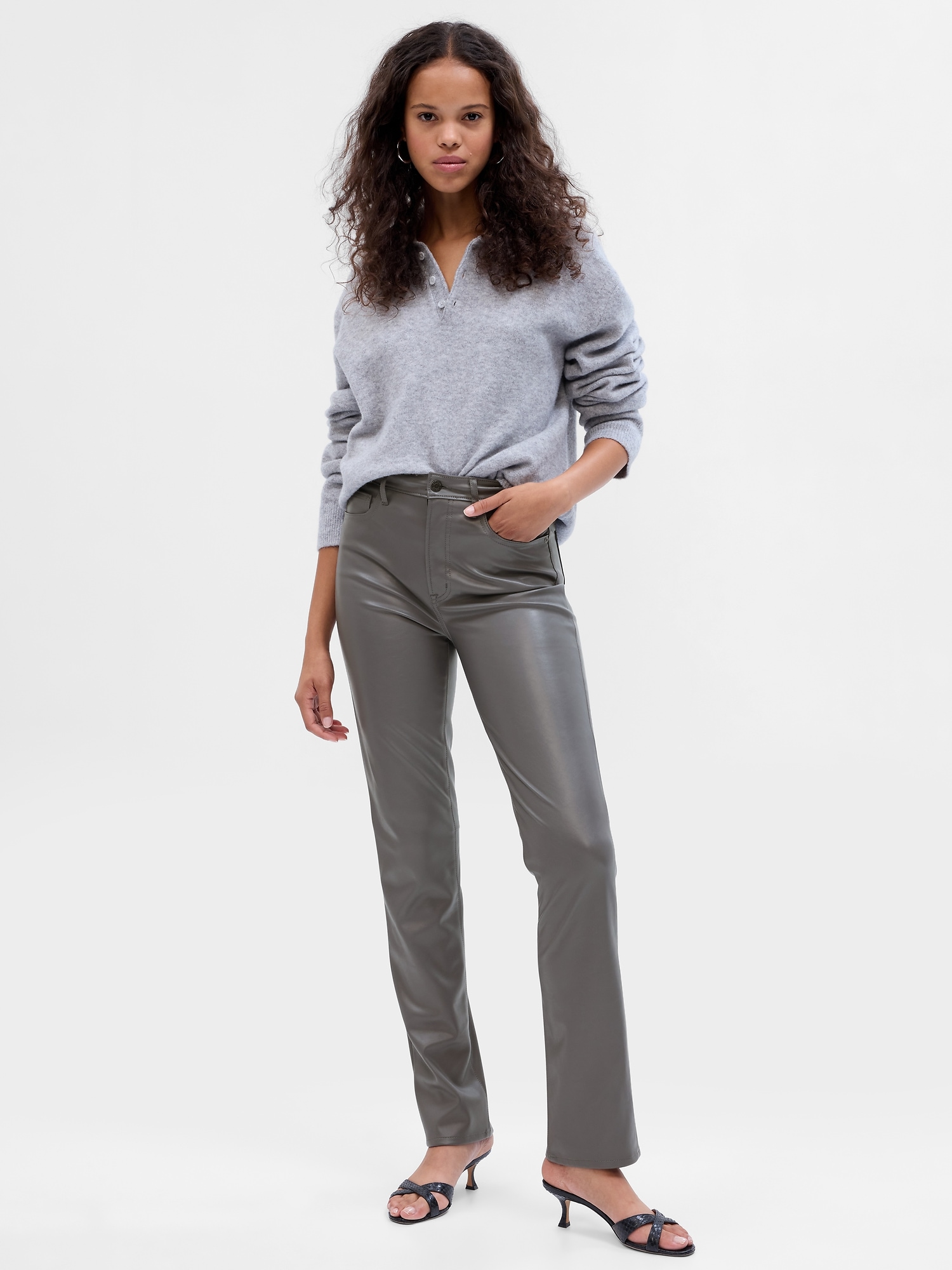 Women's High-Rise Slim Fit Ankle Pants - A New Day Gray 8