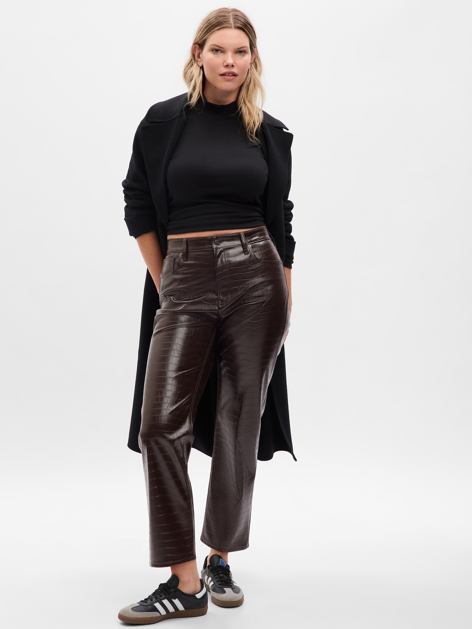 Crocodile faux-leather trousers - Woman