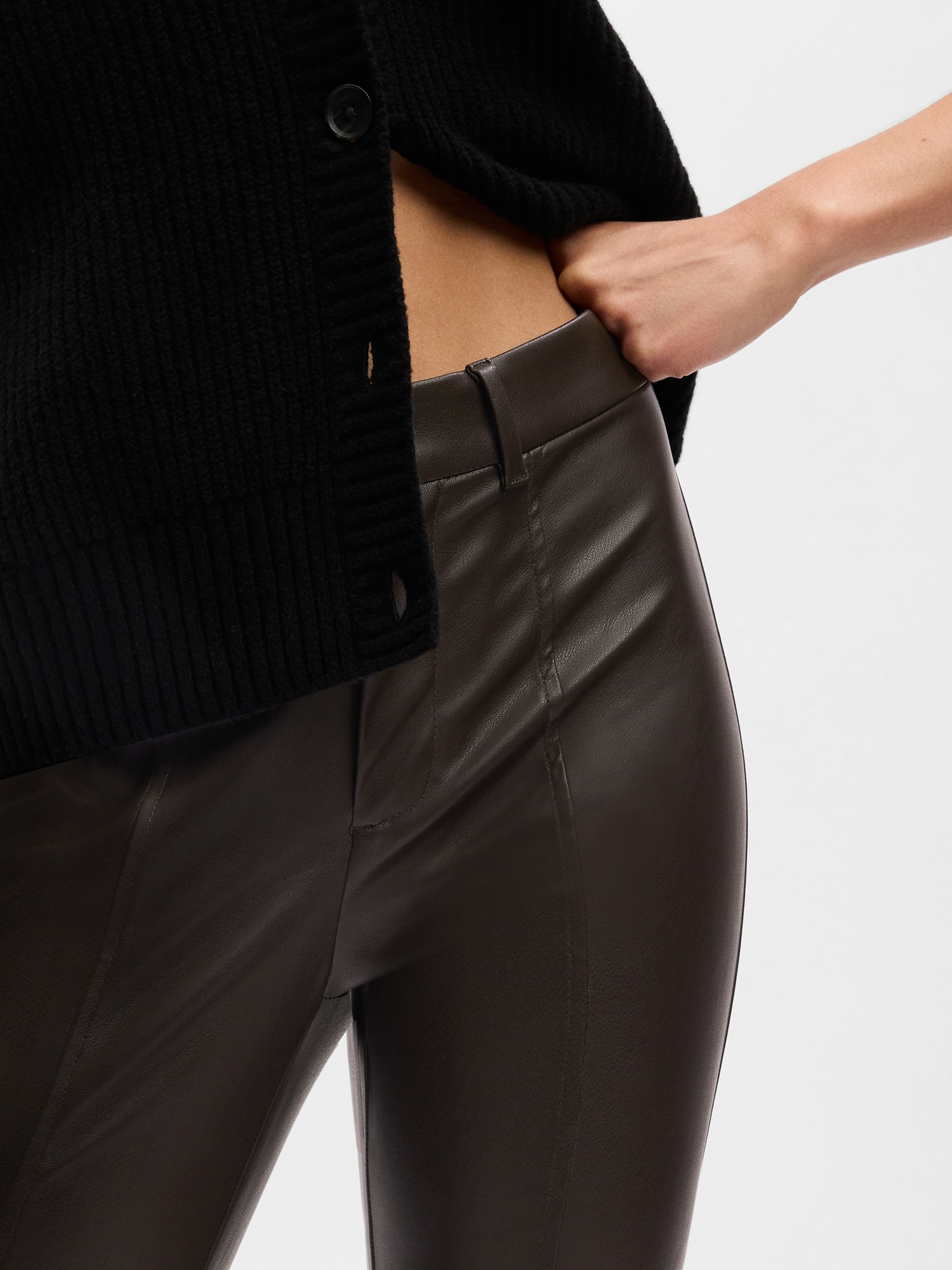 Mid Rise Vegan Leather Skinny Pants Gap