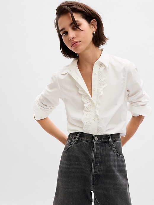 Image number 1 showing, Eyelet Ruffle Perfect Shirt