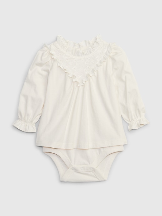 Image number 1 showing, Baby Eyelet Lace-Bib Bodysuit