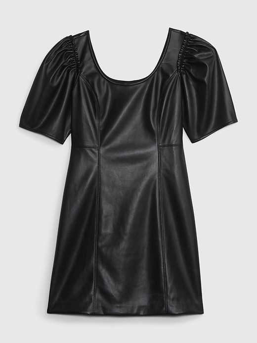 Image number 6 showing, Vegan Leather Puff Sleeve Mini Dress