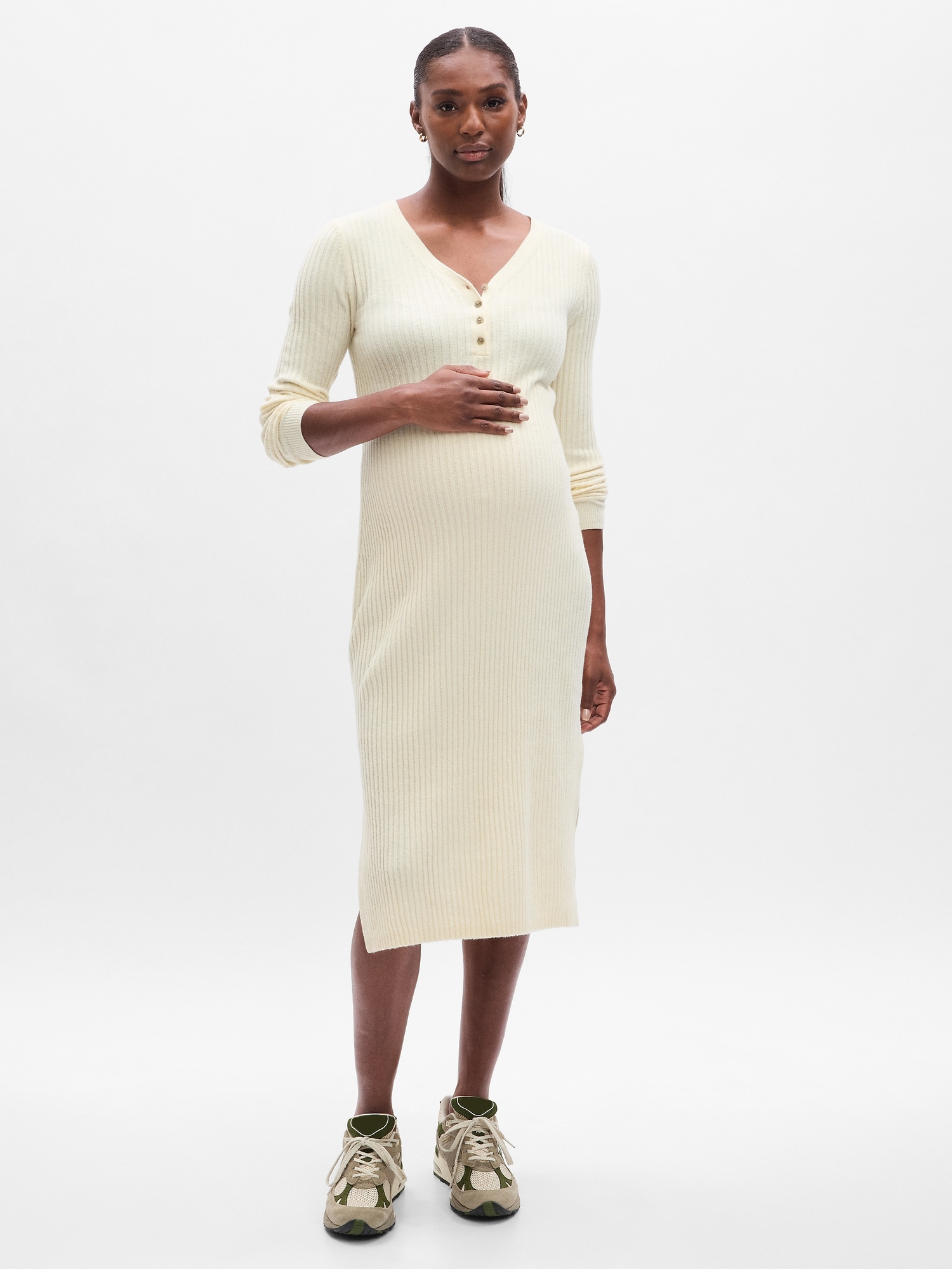 Maternity CashSoft Henley Midi Sweater Dress | Gap