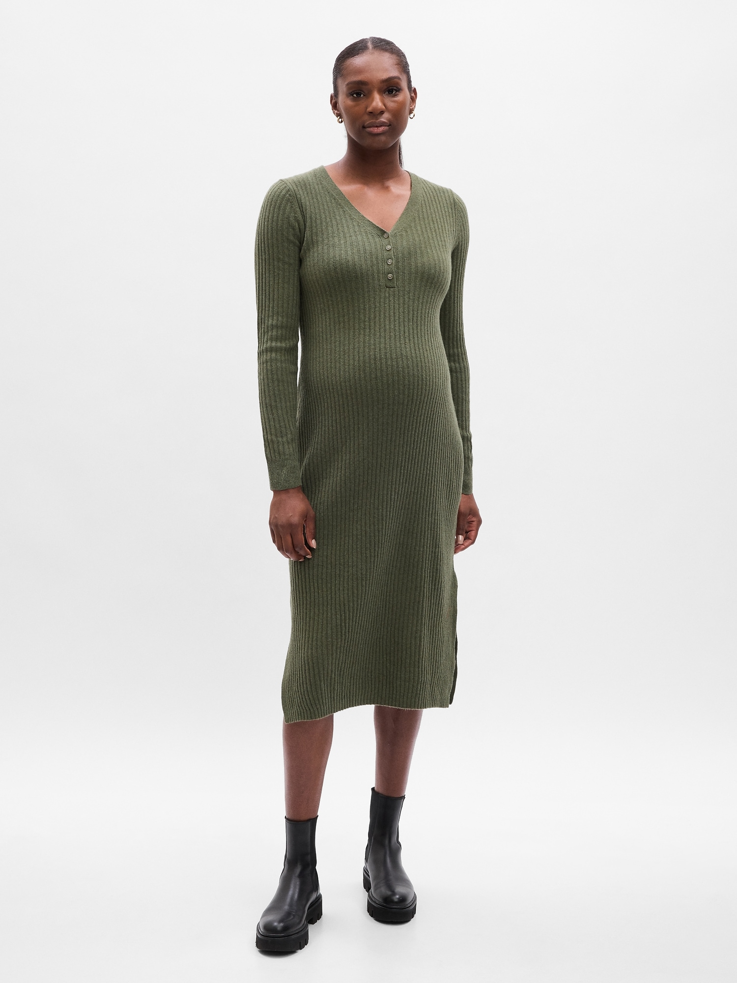Maternity CashSoft Henley Midi Sweater Dress