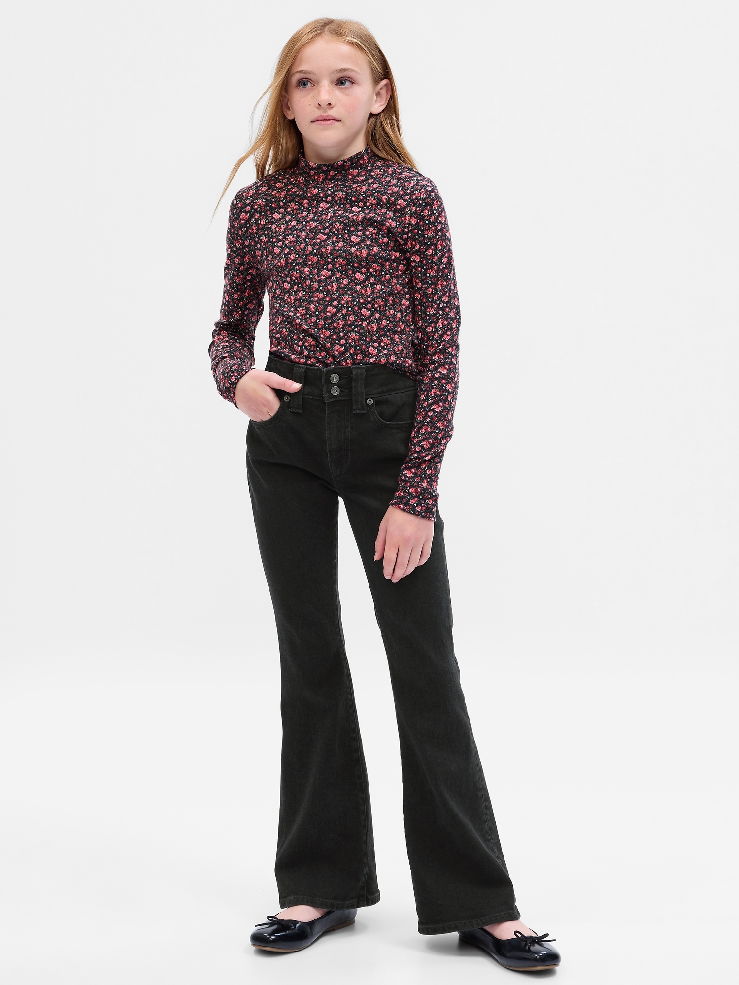 Teenage Girls' Jeans Slim-Fit Micro Bell-Bottom Pants Elastic