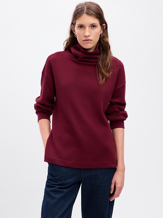 Image number 1 showing, 24/7 Split-Hem Waffle Turtleneck T-Shirt