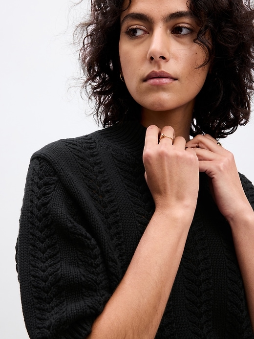 Image number 3 showing, Pointelle Mockneck Sweater