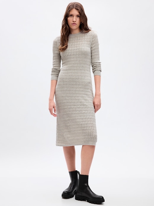 Image number 1 showing, Textured Midi Sweater Dress