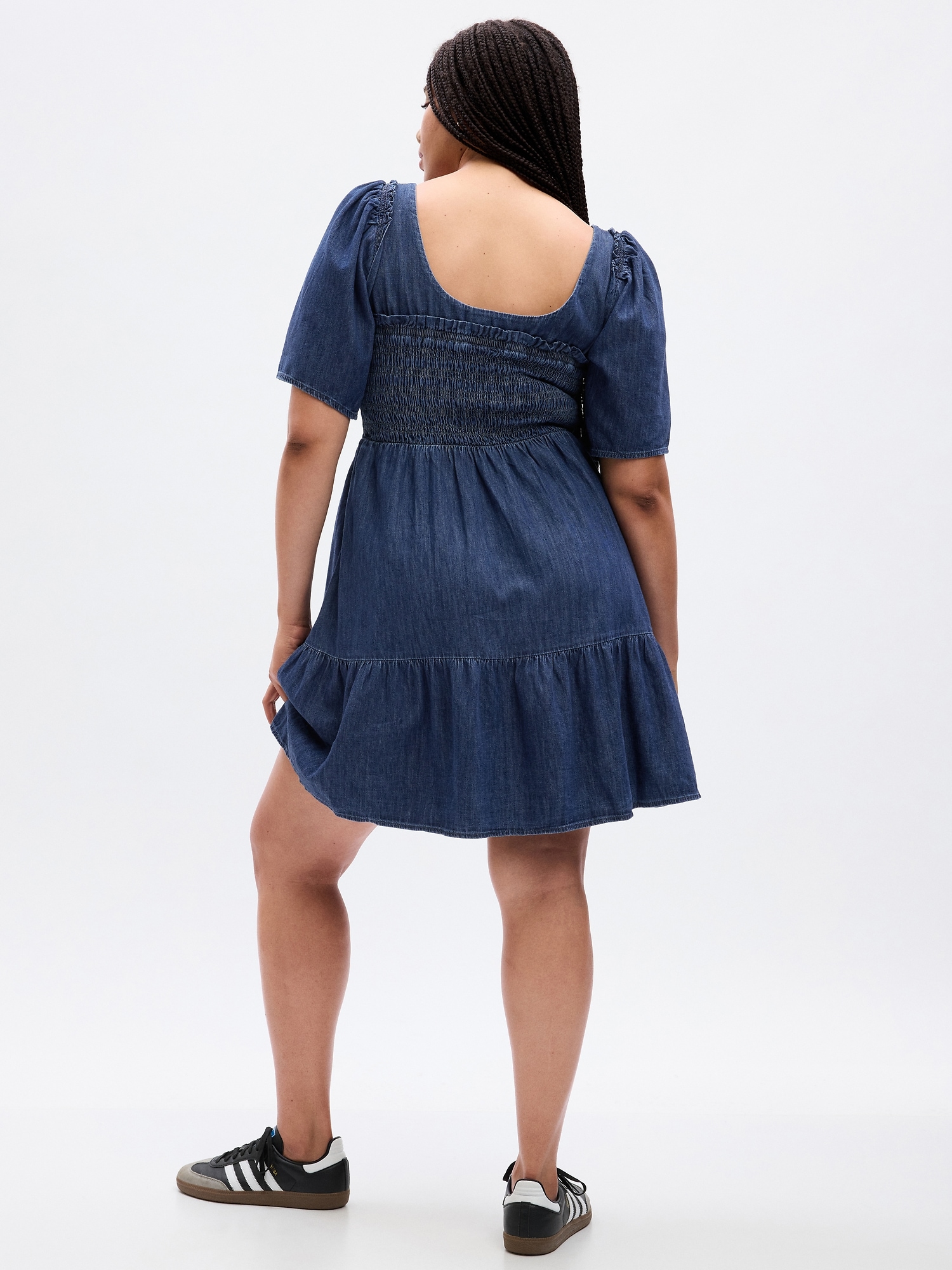 Denim skater clearance dress plus size