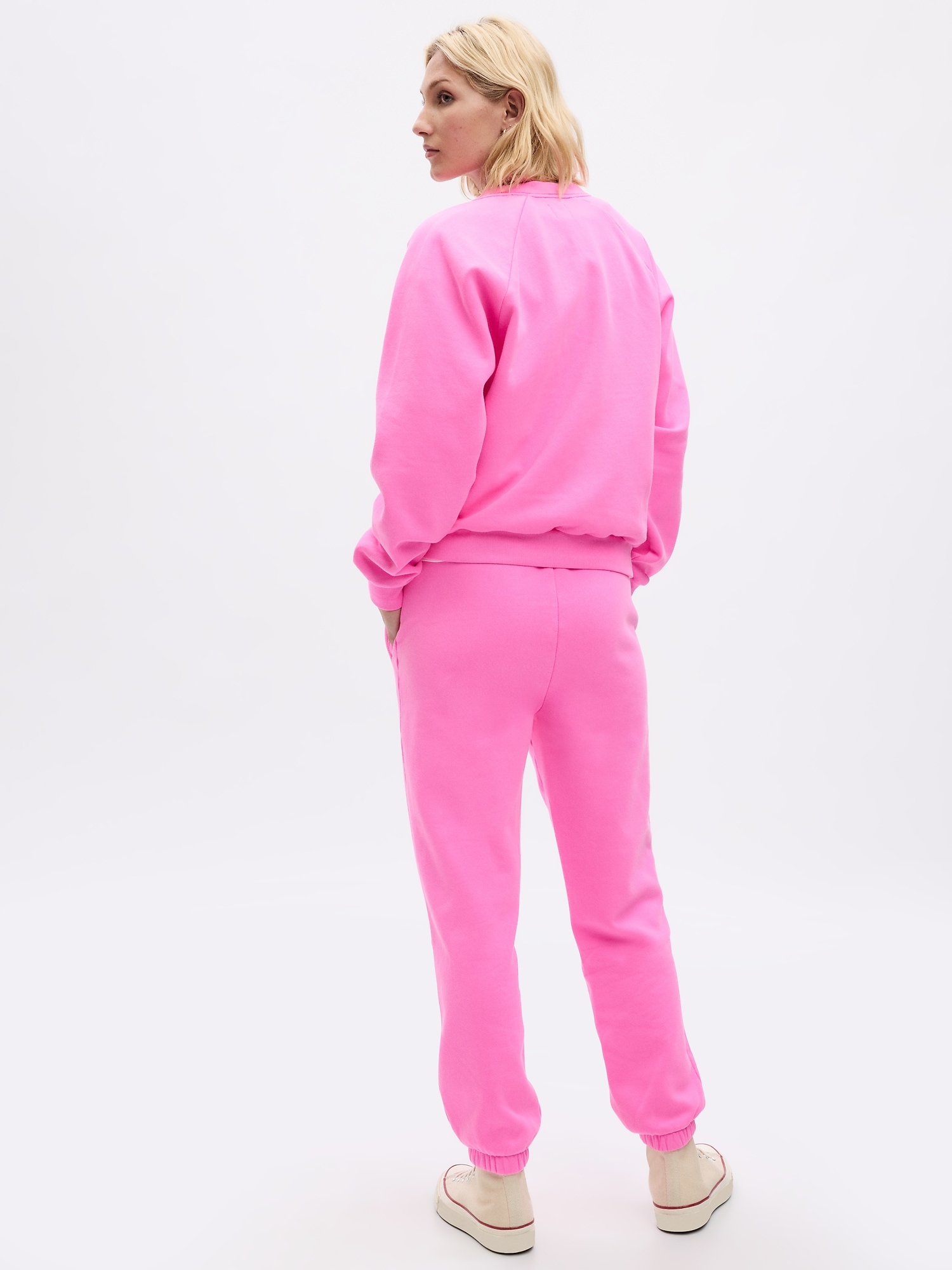 Women's - Embroidered Boyfriend Joggers in Vintage Blush Pink