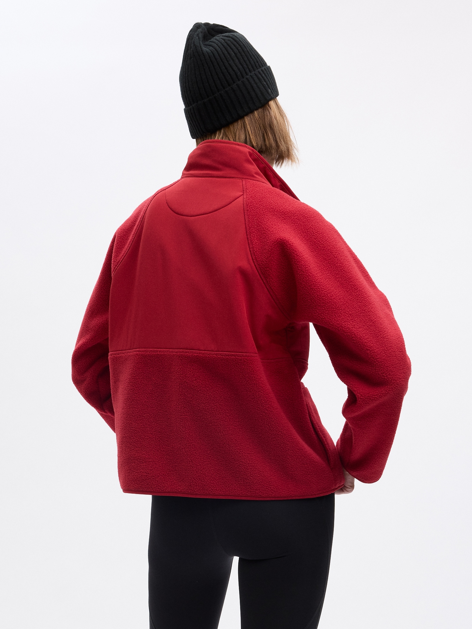 Cropped Polartec® Fleece Jacket, Sporting Red