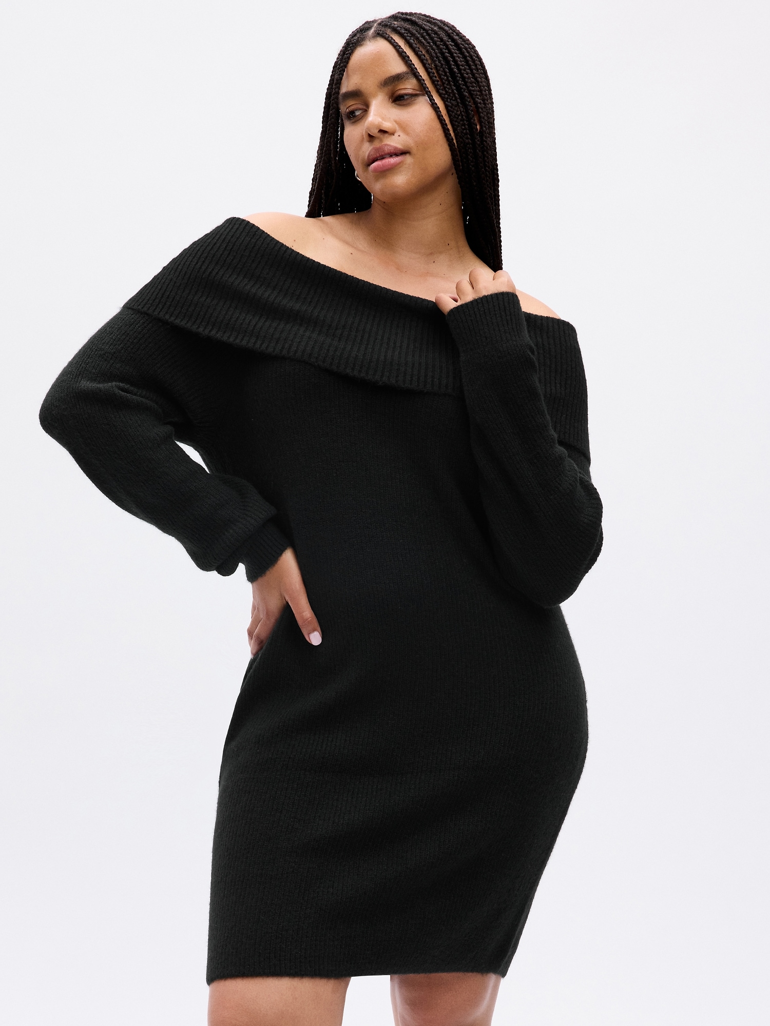 Scoop Me Away Sweater Dress (Black)- FINAL SALE