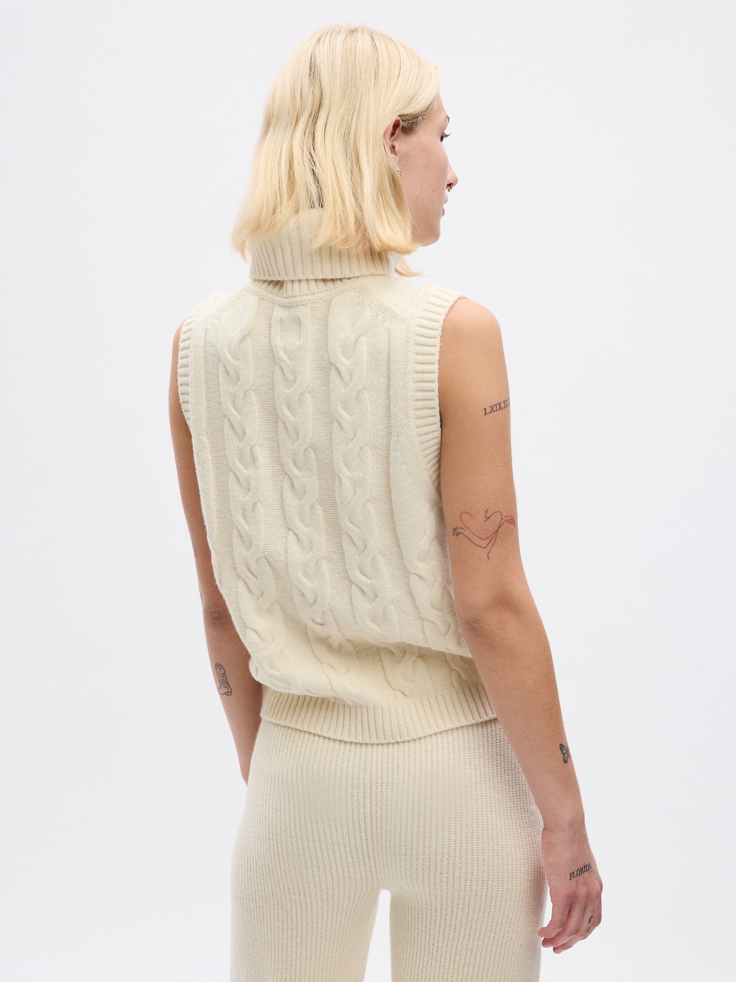 Cable Knit Tank, Sleeveless Cable Knit Tank Slim Fit Hollow