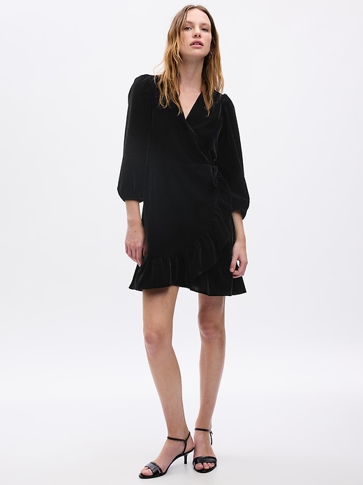 Image number 1 showing, Velvet Wrap Mini Dress