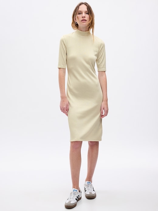 Image number 1 showing, Mockneck Rib Midi Dress