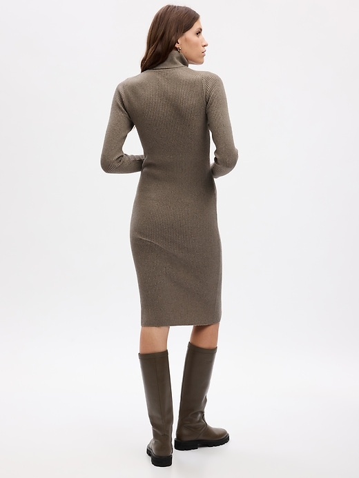Image number 2 showing, Turtleneck Rib Midi Sweater Dress