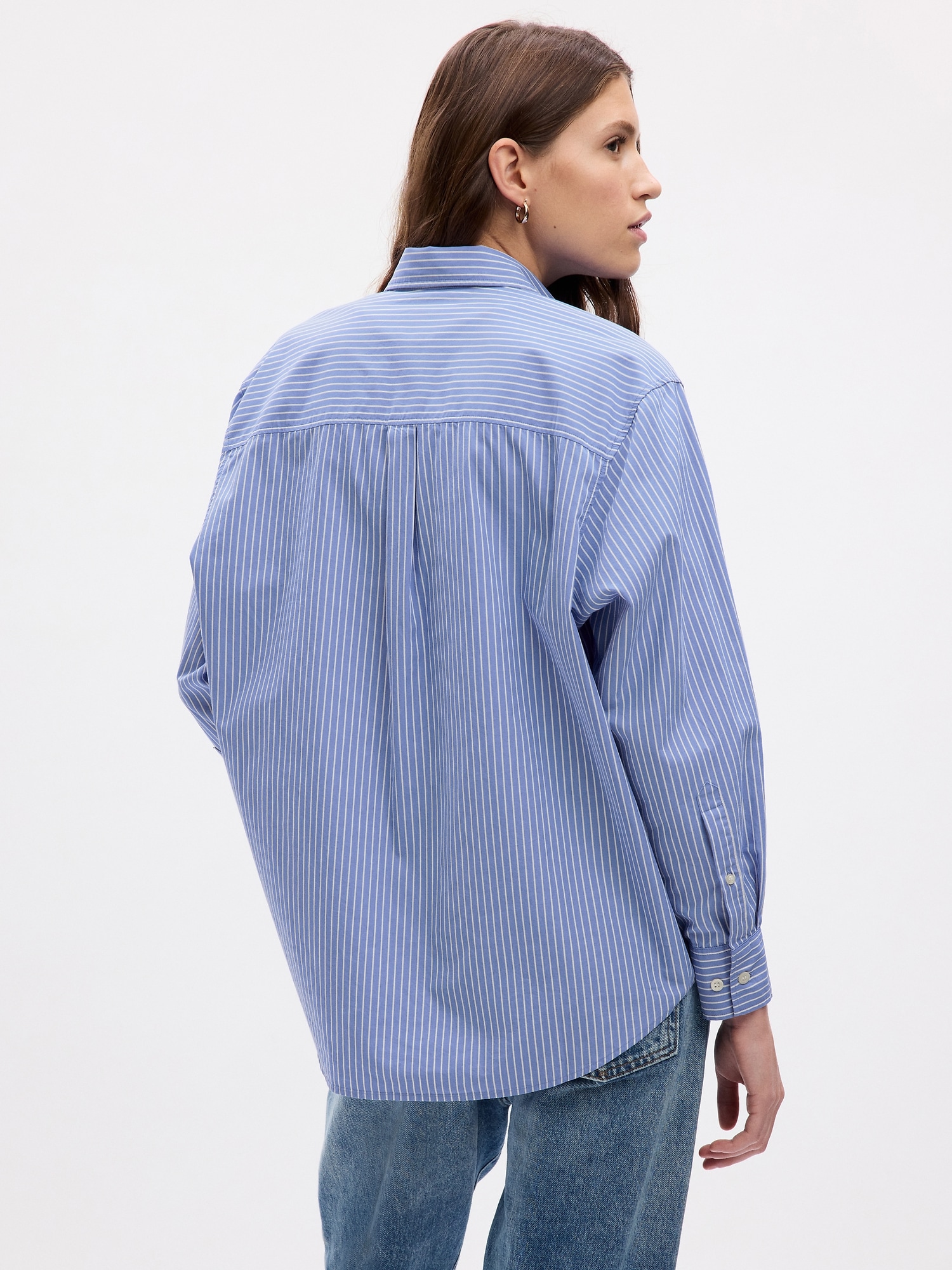 ASOS DESIGN cotton poplin shirt and shorts set in blue stripe