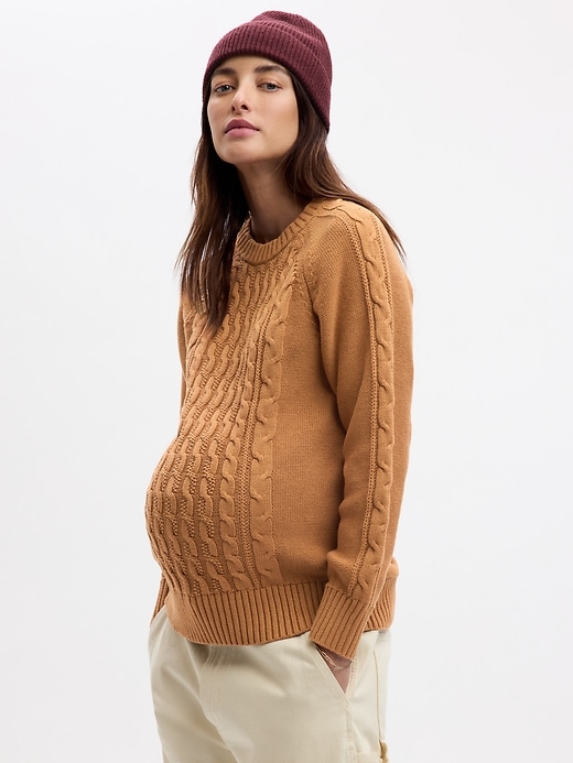 Image number 1 showing, Maternity Cable-Knit Sweater
