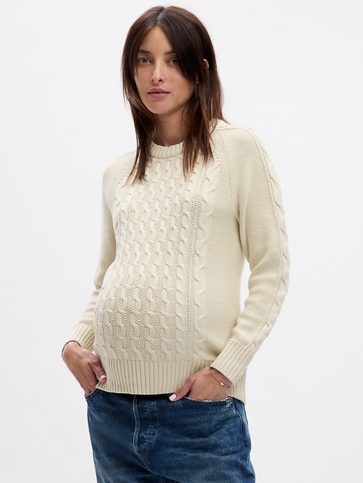 Image number 5 showing, Maternity Cable-Knit Sweater