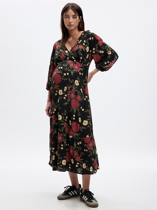 GAP, Dresses, Gap Maternity Black Plaid Midi Wrap Dress Pockets Size  Medium