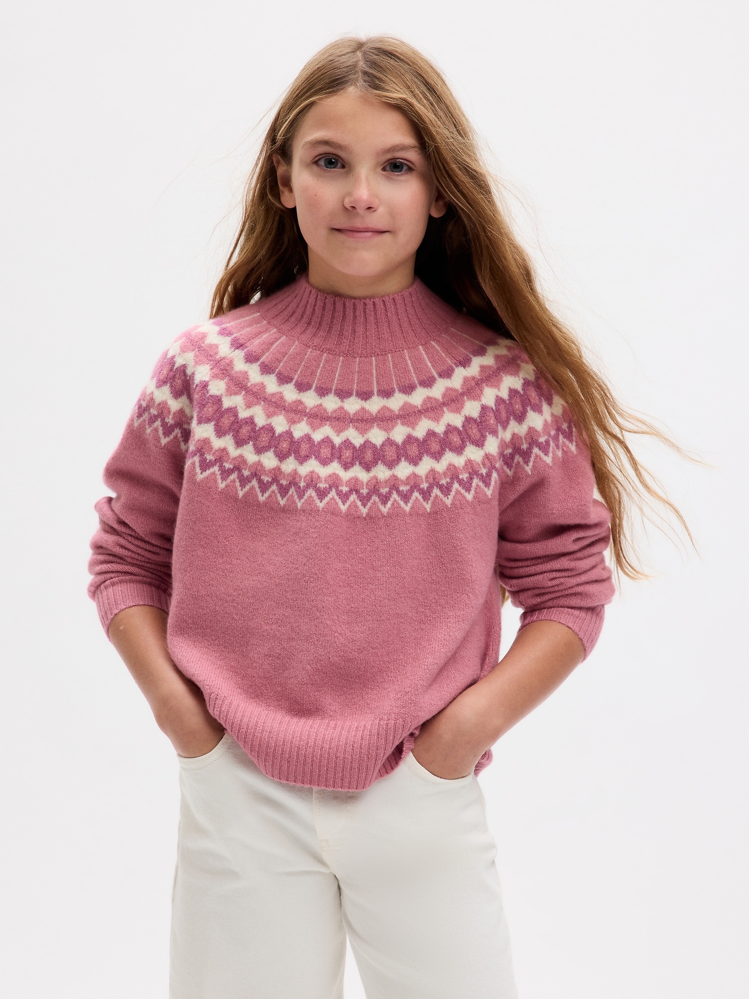 Kids Fair Isle Mockneck Sweater