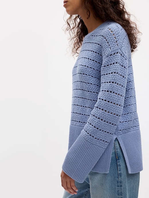 Image number 4 showing, 24/7 Split-Hem Crochet Sweater