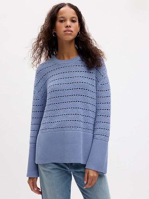 Image number 3 showing, 24/7 Split-Hem Crochet Sweater