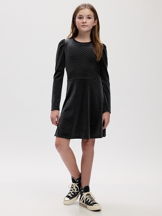 Image number 1 showing, Kids Velvet Skater Dress