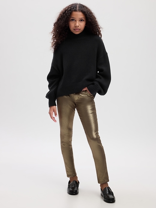 Image number 1 showing, Kids High Rise Metallic Foil Skinny Jeans