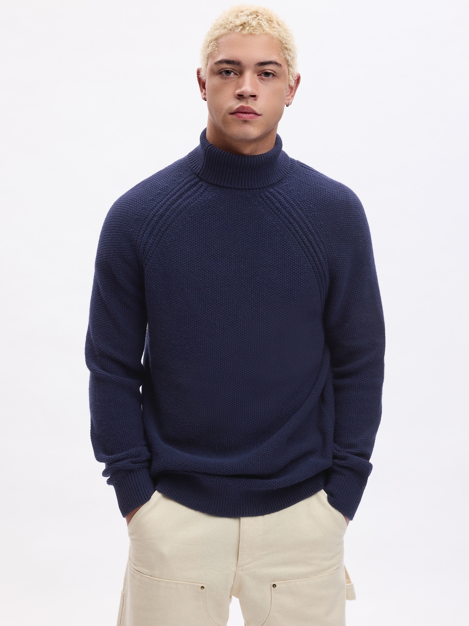 Navy blue turtleneck store sweater