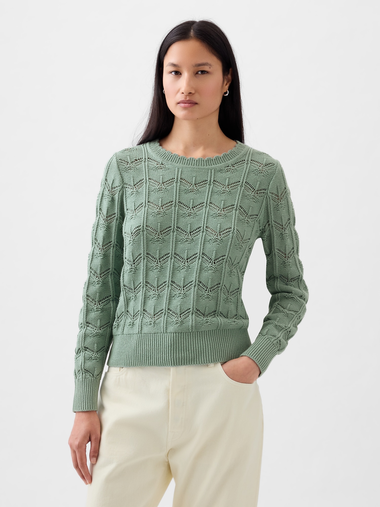 Amber Pointelle Knit Sweater • American Threads Women's Trendy