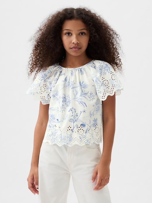 Image number 1 showing, Kids Eyelet Flutter Shirt