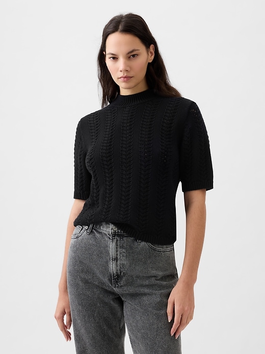 Image number 4 showing, Pointelle Mockneck Sweater