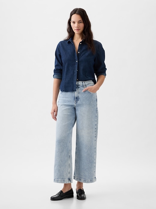 Image number 5 showing, High Rise Stride Wide-Leg Ankle Jeans