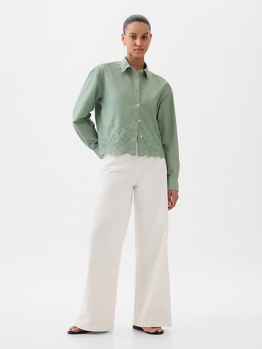 Image number 3 showing, Eyelet Cropped Shirt