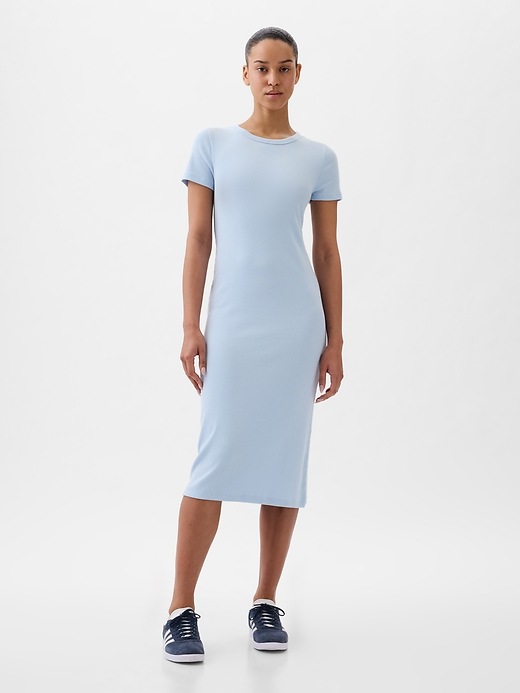 Image number 9 showing, Modern Rib Midi T-Shirt Dress