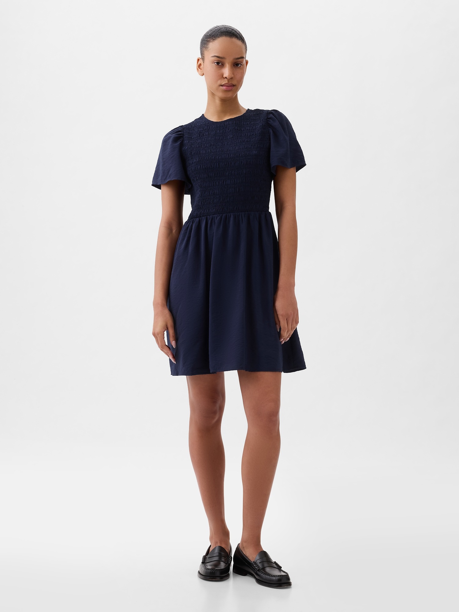 Navy blue smocked on sale dress