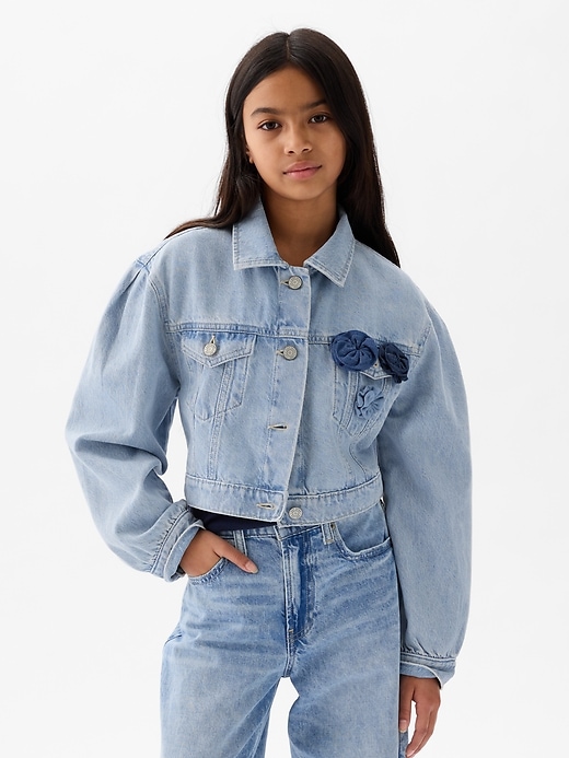 Image number 1 showing, Kids Cropped Icon Denim Jacket