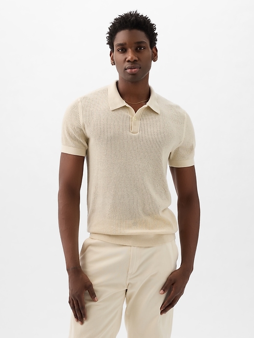 Image number 5 showing, Crochet Polo Shirt