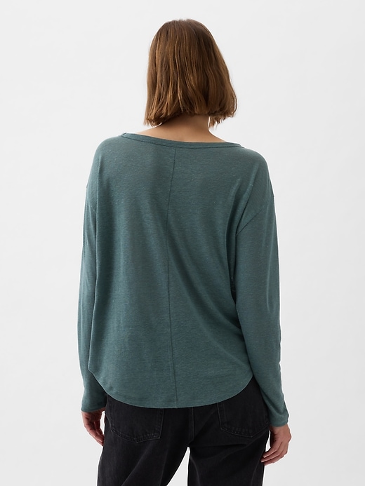 Image number 2 showing, Linen-Blend Boatneck T-Shirt