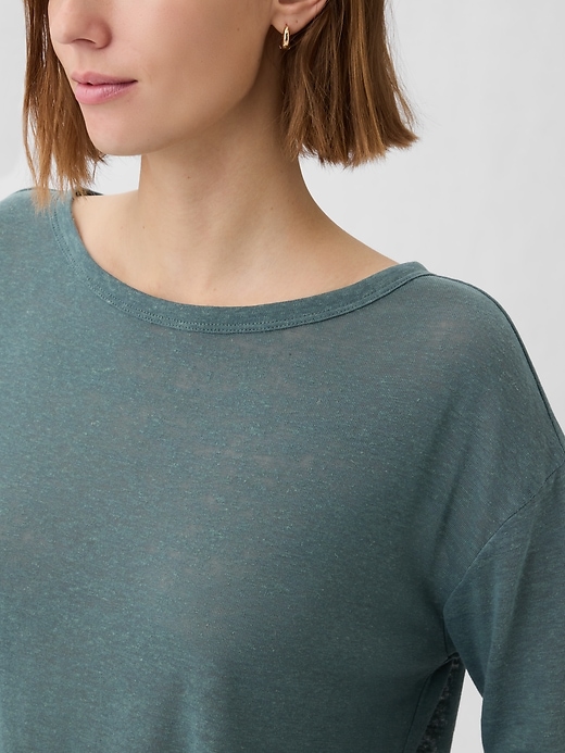 Image number 4 showing, Linen-Blend Boatneck T-Shirt