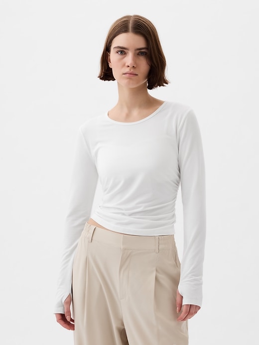 View large product image 1 of 4. GapFit Breathe Ruched Cropped T-Shirt