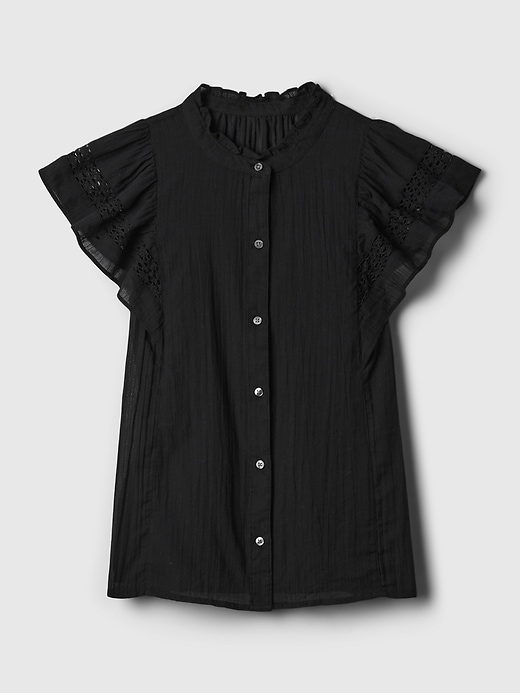 Image number 5 showing, Textured Crinkle Flutter Sleeve Shirt