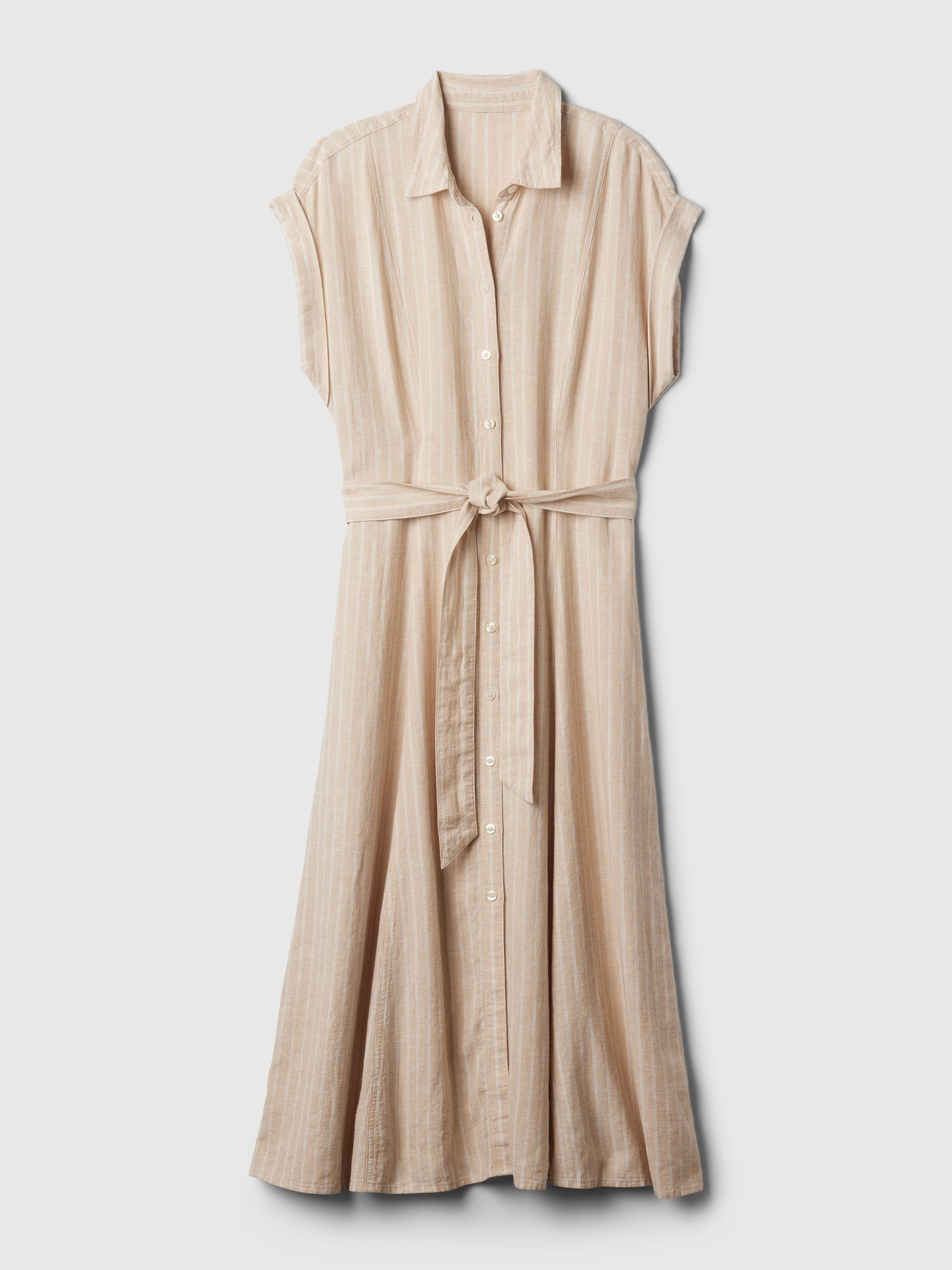 Linen-Blend Midi Shirtdress | Gap