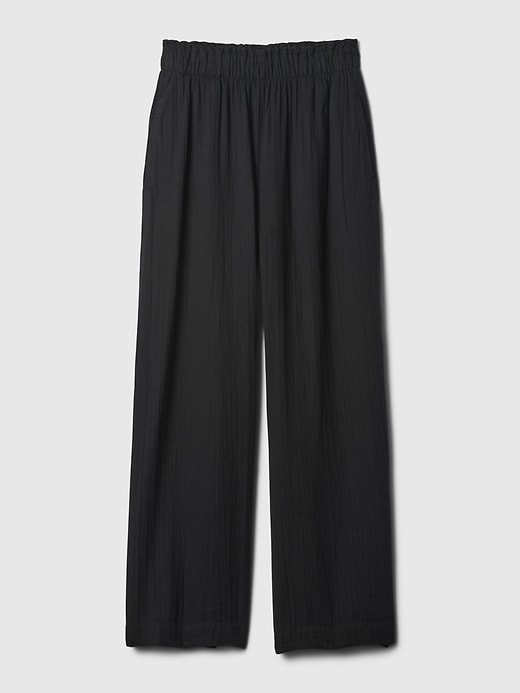 Image number 7 showing, Mid Rise Crinkle Gauze Wide-Leg Pants